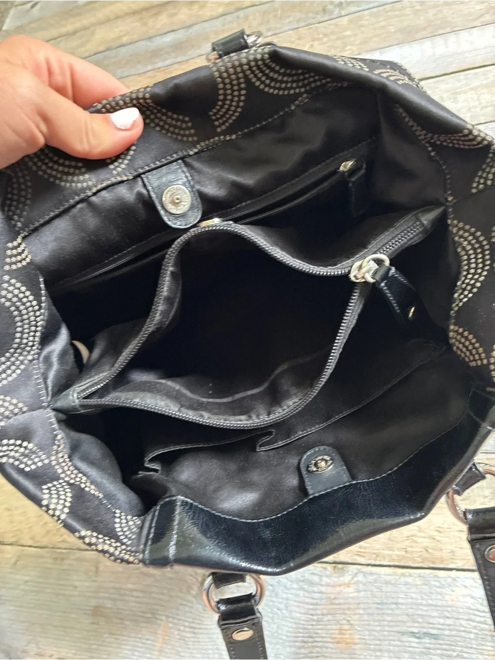 Coach Ashley op art black satchel shoulder bag